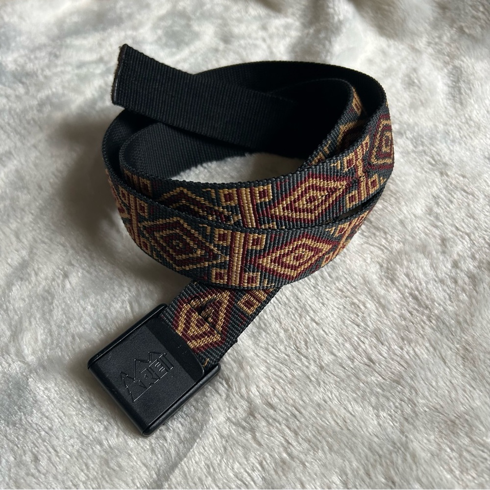 REI Bates tribal geometric diamond print nylon woven web belt mens L(?)